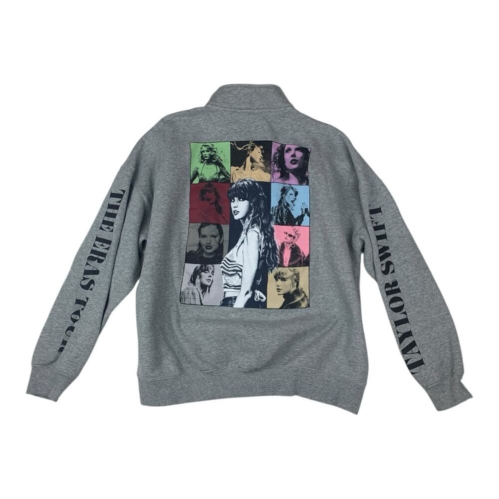 Taylor Swift size large eras tour Gray 1/4 zip long sleeve sweat shirt concert m